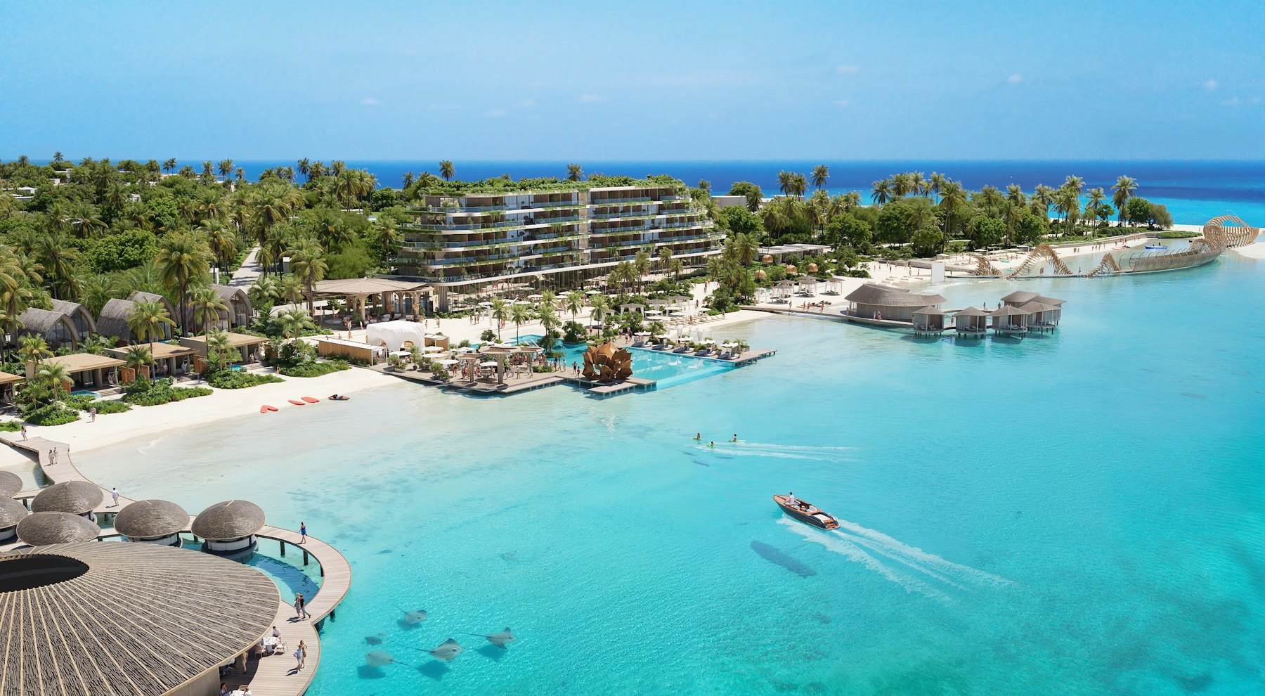 Курорт Radisson Resort Maldives и лагуна Северного Мале Атолла с высоты