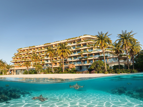 Корпус резиденций Radisson Resort Maldives с лагуной