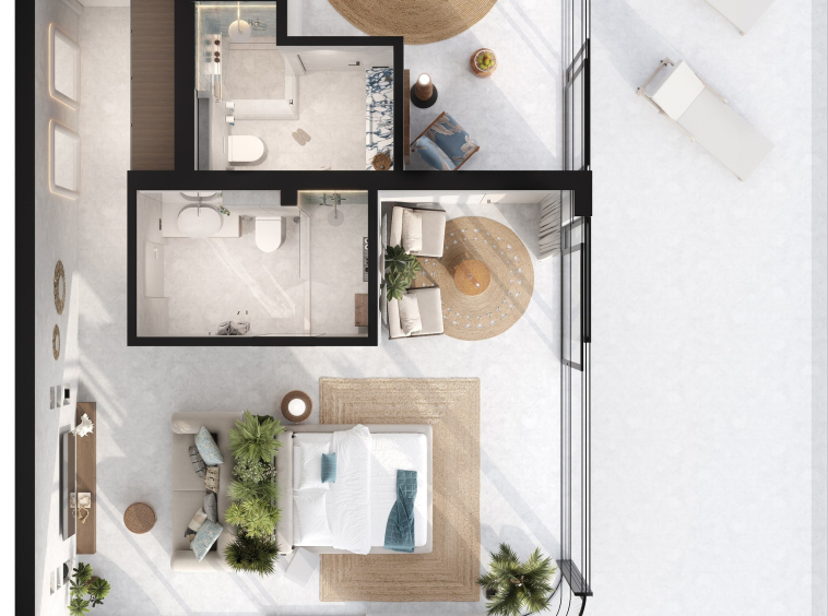 Планировка апартаментов-люкс 50 м²