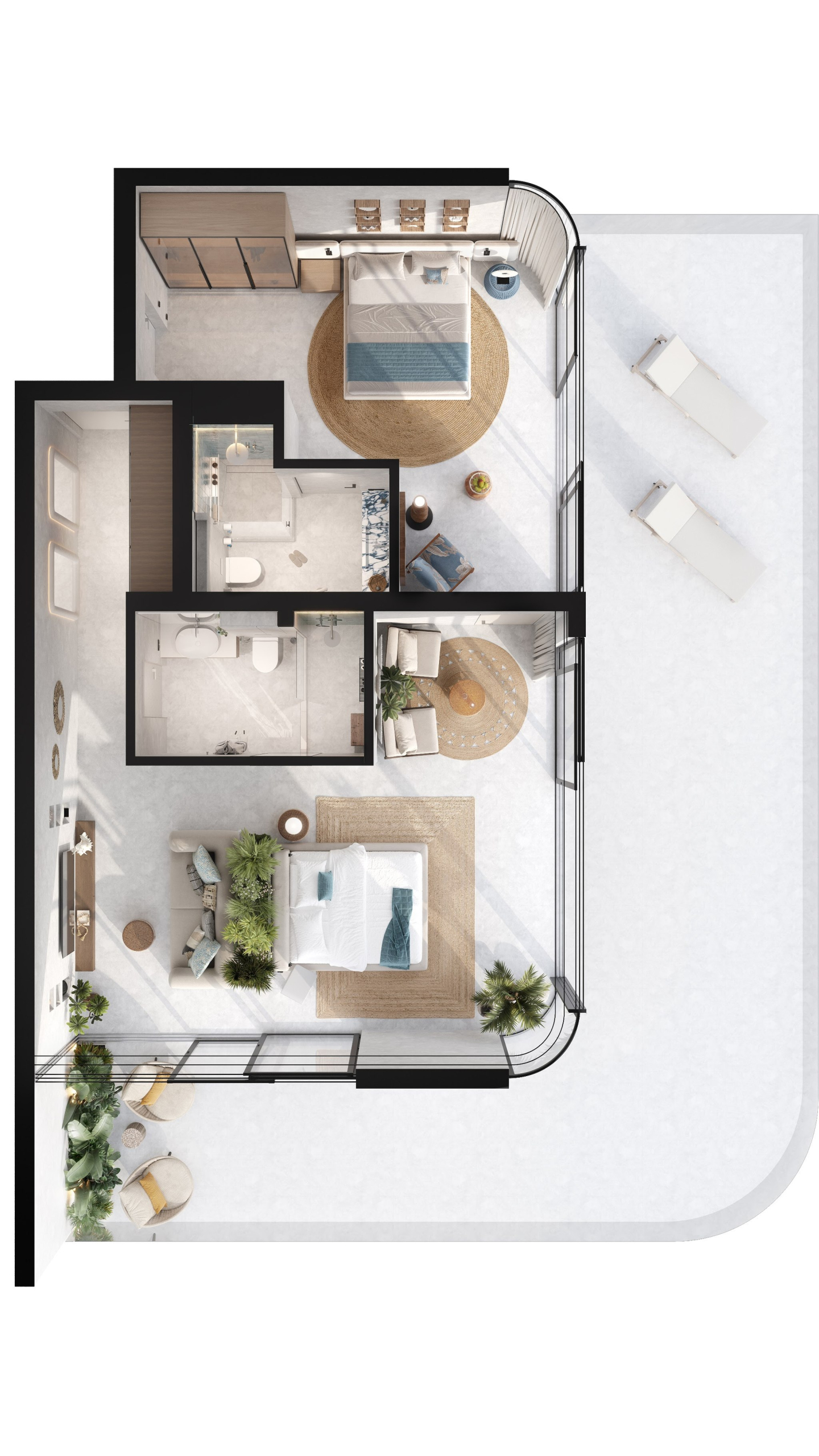 Планировка апартаментов-люкс 50 м²