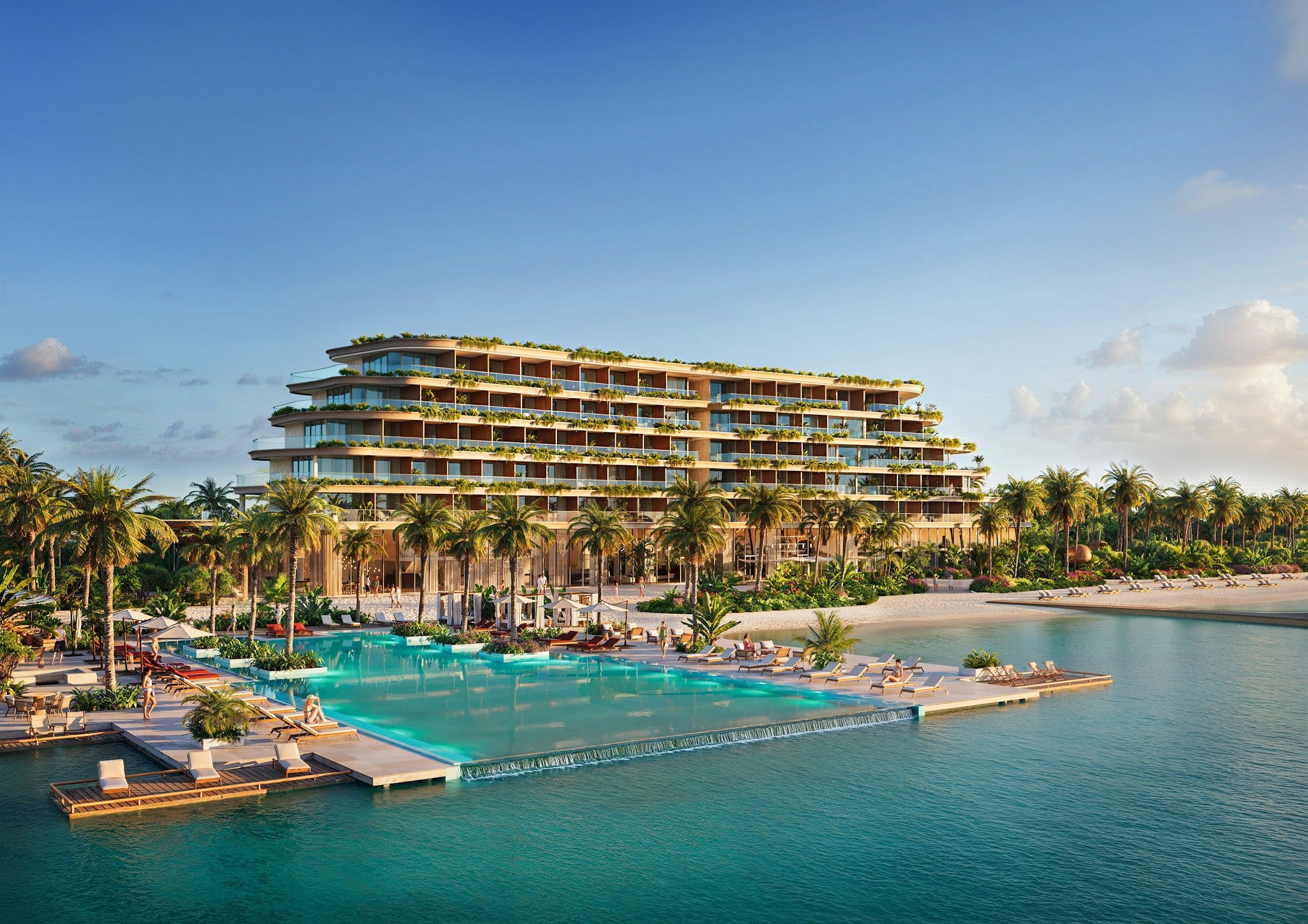 Корпус резиденций Radisson Resort Maldives и лагуна с понтонами